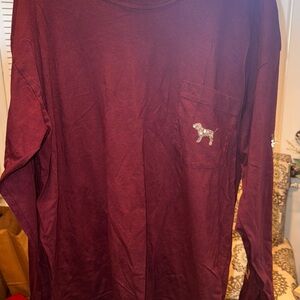 Vintage Victoria Secret Maroon Long Sleeve Shirt with sequins detail